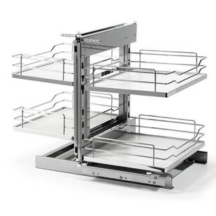 Kosz narożny NOMET MAGIC KOMFORT P/L W-6000D-1000 chrom + białe półki