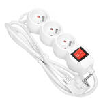 Przedłużacz z wyłącznikiem ORNO 3x2P+Z biały - przewód 1,5 m OR-AE-13146/W/1,5M - Meblownia.pl
