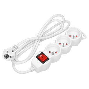 Przedłużacz z wyłącznikiem ORNO 3x2P+Z biały - przewód 1,5 m OR-AE-13146/W/1,5M