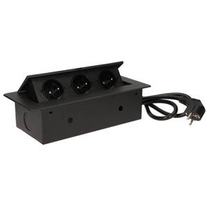 Gniazdo wpuszczane w blat ORNO 3x2P+Z czarne z przewodem OR-AE-1337/B 
