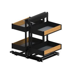 Kosz narożny Corner Maxima PURO REJS 800 mm czarny/dąb - lewostronny