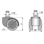 Kółko meblowe z bieżnią fi 50 - bolec fi 10 - Meblownia.pl