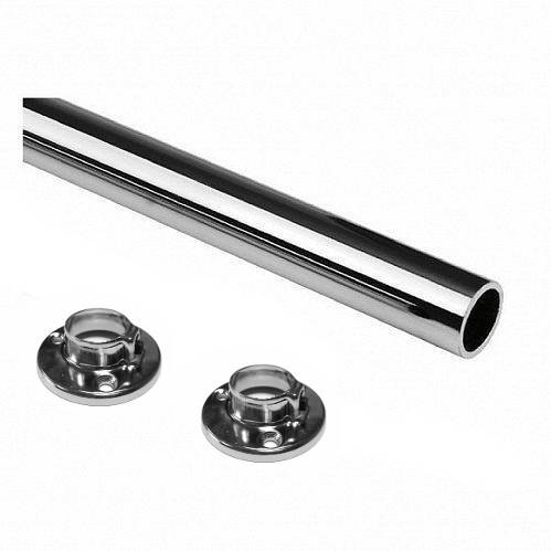   Rura metalowa - drążek do szafy *25 chrom 1 metr + rozetki (2 sztuki) - Meblownia.pl