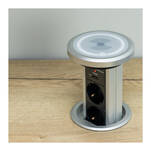 Gniazdo meblowe automatyczne LIFTBOX 3x230V + 2xUSB aluminium z ładowarką indukcyjną  - Meblownia.pl