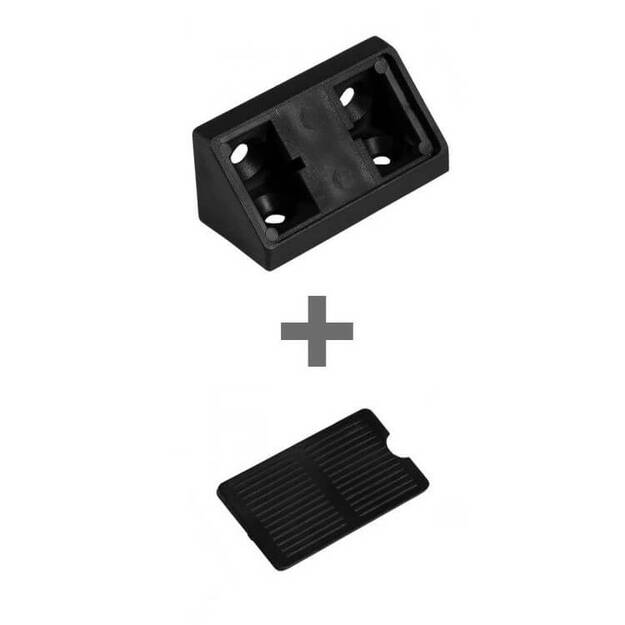 Kątownik podwójny z oddzielną klapką czarny "komandorek" - 100 sztuk - Meblownia.pl