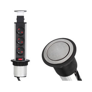 Gniazdo meblowe DESIGN LIGHT LIFTBOX 3x230V inox wysuwane z blatu