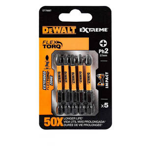 Końcówka udarowa DeWalt Ph2x57 mm - 5 szt. DT7998T-QZ