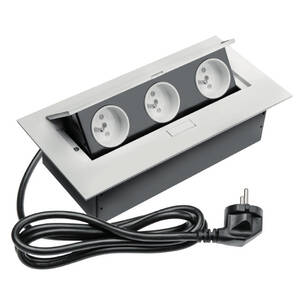 Gniazdo wpuszczane GTV 3x230V białe z przewodem