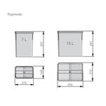 Kosz do segregacji śmieci GTV AXISPACE 600 antracyt (PB-AS-600-1X15L-3X7L) - Meblownia.pl