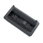  Gniazdo wpuszczane DESIGN LIGHT INBOX 2x230V + USB + RJ45 + HDMI czarne z przewodem - Meblownia.pl