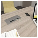  Gniazdo wpuszczane Inbox DESIGN LIGHT 2x230V + USB + RJ45 + HDMI srebrne z przewodem - Meblownia.pl