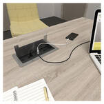  Gniazdo wpuszczane Inbox DESIGN LIGHT 2x230V + USB + RJ45 + HDMI srebrne z przewodem - Meblownia.pl