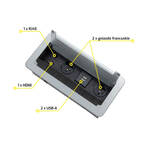  Gniazdo wpuszczane Inbox DESIGN LIGHT 2x230V + USB + RJ45 + HDMI srebrne z przewodem - Meblownia.pl