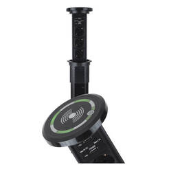 Gniazdo meblowe automatyczne LIFTBOX 3x230V + 2xUSB czarne z ładowarką indukcyjną