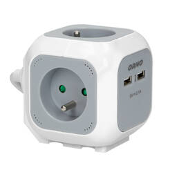 Przedłużacz kostka ORNO 4x2P+Z 2xUSB szary - przewód 1,4 m OR-AE-13144