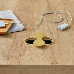  Gniazdo wpuszczane w blat TWIST ELIPSA 2x230V złote