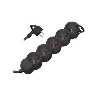 Przedłużacz bez wyłącznika ORNO 5x2P+z czarny - przewód 3 metry OR-AE-13149/B/3M