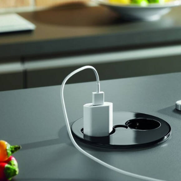   Gniazdo wpuszczane w blat BACHMANN TWIST 2x230V czarne - Meblownia.pl