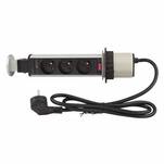 Okrągłe gniazdo wpuszczane w blat GTV 3x230V aluminium - Meblownia.pl