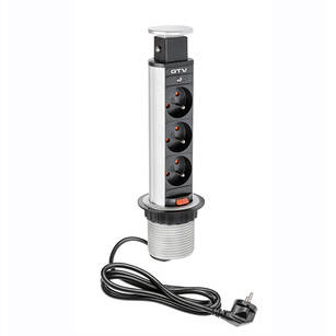 Gniazdo meblowe GTV 3x230V aluminium wysuwane z blatu