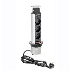 Gniazdo meblowe GTV 3x230V aluminium wysuwane z blatu
