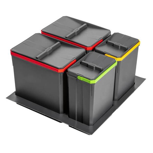 Kosz do segregacji śmieci GTV AXISPACE 600 antracyt (PB-AS-600-2X15L-2X7L) - Meblownia.pl
