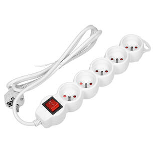 Przedłużacz z wyłącznikiem ORNO 5x2P+Z biały - przewód 3 m OR-AE-13150/W/3M