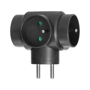 Rozgałęziacz okrągły ORNO 3x2P+Z czarny OR-AE-13184/B