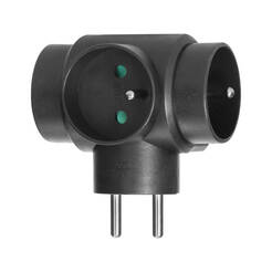 Rozgałęziacz okrągły ORNO 3x2P+Z czarny OR-AE-13184/B