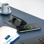  Gniazdo meblowe GTV AVARO Plus 1x230V + 2xUSB czarne z ładowarką indukcyjną - Meblownia.pl