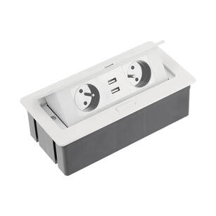 Gniazdo wpuszczane SOFT GTV 2x230V + 2xUSB białe