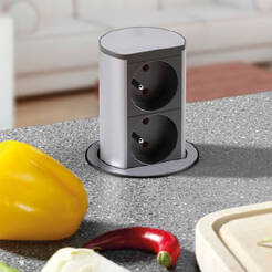 Gniazdo meblowe BACHMANN ELEVATOR 2x230V inox wysuwane