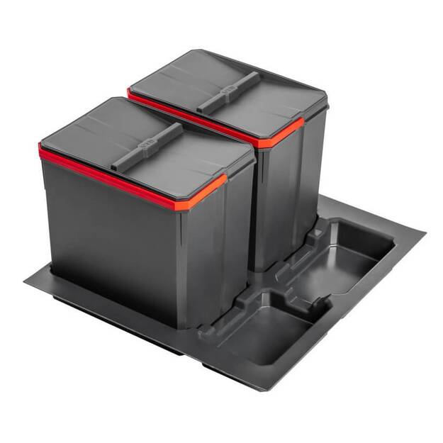 Kosz do segregacji śmieci GTV AXISPACE 600 antracyt (PB-AS-600-2X15L) - Meblownia.pl