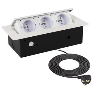 Gniazdo wpuszczane DESIGN LIGHT 3x230V białe z przewodem