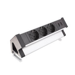 Przedłużacz nablatowy DESIGN LIGHT DESK BOX aluminium 3x230V + 2xUSB DESKBOX-ALU-3DE-U-2-01