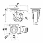 Kółko meblowe GTV SHIFT fi50 przezroczyste z hamulcem - Meblownia.pl