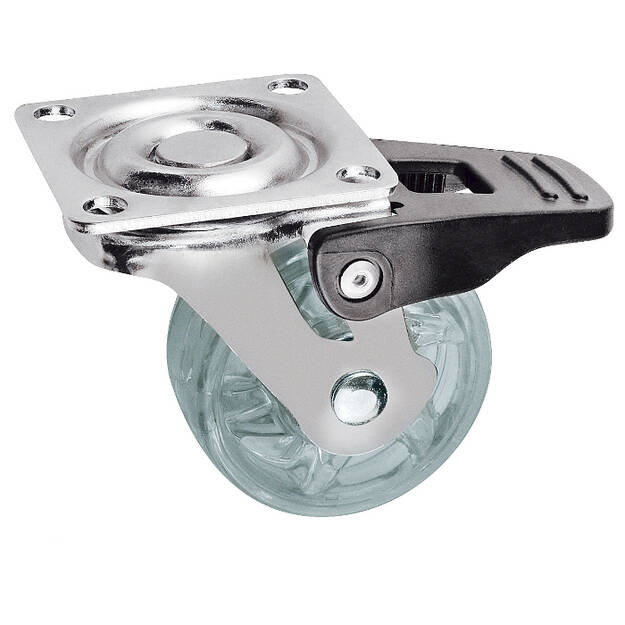 Kółko meblowe GTV SHIFT fi50 przezroczyste z hamulcem - Meblownia.pl