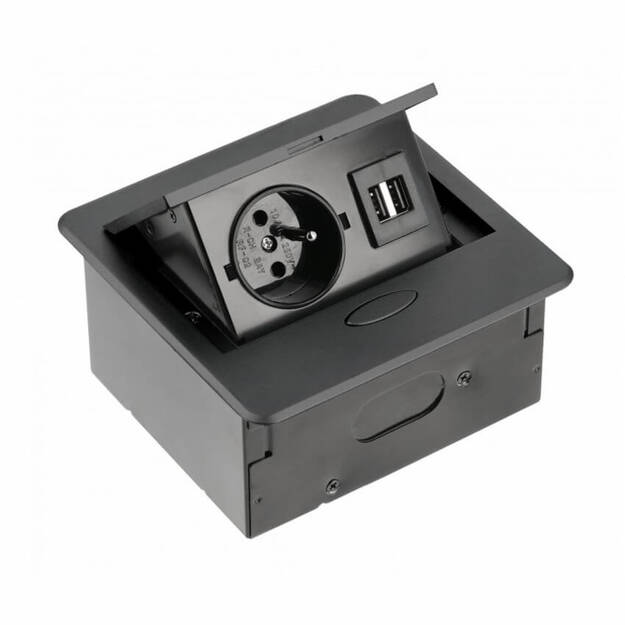 Gniazdo meblowe GTV AVARO 1x230V (french) + 2xUSB czarny AE-PB1FAVA-20 - Meblownia.pl