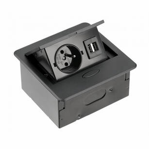 Gniazdo meblowe GTV AVARO 1x230V (french) + 2xUSB czarny AE-PB1FAVA-20