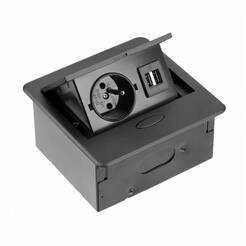 Gniazdo meblowe GTV AVARO 1x230V (french) + 2xUSB czarny AE-PB1FAVA-20