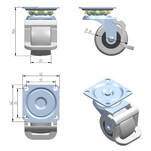 Kółko meblowe obrotowe fi 38 z hamulcem - Meblownia.pl