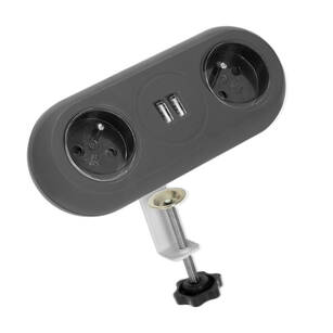 Gniazdo meblowe ORNO 2*2P+Z 2xUSB czarne z uchwytem montażowym OR-AE-13197/B