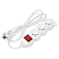 Przedłużacz z wyłącznikiem ORNO 3x2P+Z biały - przewód 5 metrów OR-AE-13146/W/5W