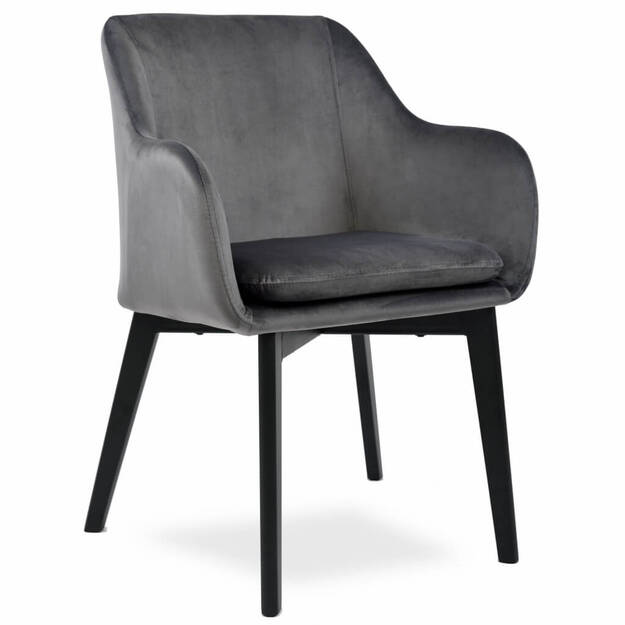 Tapicerowane krzesło JUAN VELVET szary - nogi czarne