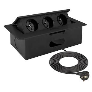 Gniazdo wpuszczane DESIGN LIGHT 3x230V czarne z przewodem