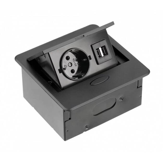 Gniazdo meblowe GTV AVARO 1x230V + 2xUSB czarny AE-PB1SAVA-20 - Meblownia.pl
