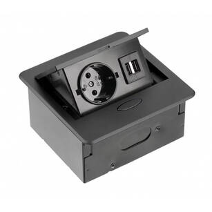 Gniazdo meblowe GTV AVARO 1x230V + 2xUSB czarny AE-PB1SAVA-20