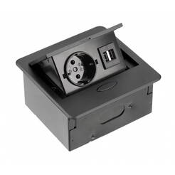 Gniazdo meblowe GTV AVARO 1x230V + 2xUSB czarny AE-PB1SAVA-20