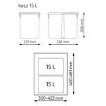 Sortownik odpadów HAFELE UNICO 2x15L do frontu 500 mm - Meblownia.pl