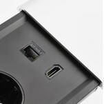  Gniazdo meblowe GTV PRESTINO (2x230V + USB A+C + RJ45 + HDMI) aluminium AE-PB2FPRES-53 - Meblownia.pl